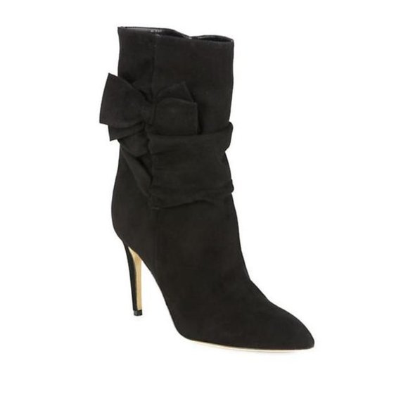 NWOT Kate Spade New York® Black New York Nod Ruched Suede Bow Bootie - Picture 3 of 11